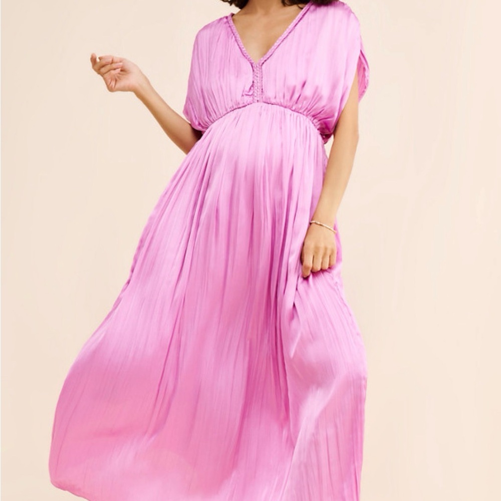 Hatch Pink Pleated Maxi Dress Maternity Winslet